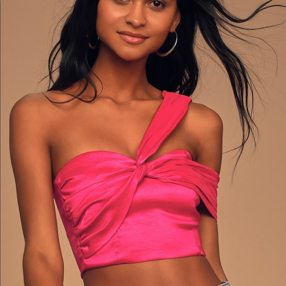 LULUS asymmetrical fushia party top!